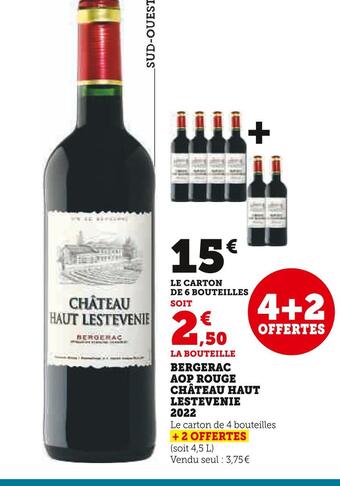 Super U Château haut lestevenie bergerac aop rouge 2022 offre
