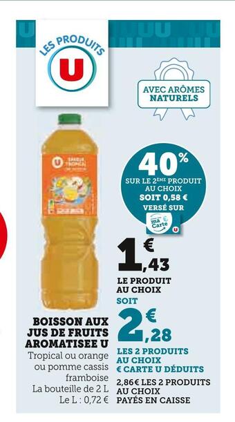 U Express U boisson aux jus de fruits aromatisee offre