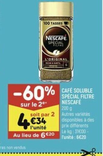 Leader Price Cafe soluble special filtre nescafe offre