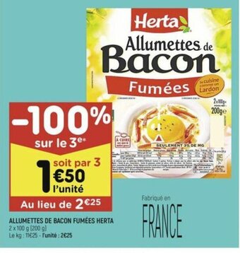 Leader Price ALLUMETTES DE BACON FUMÉES HERTA offre