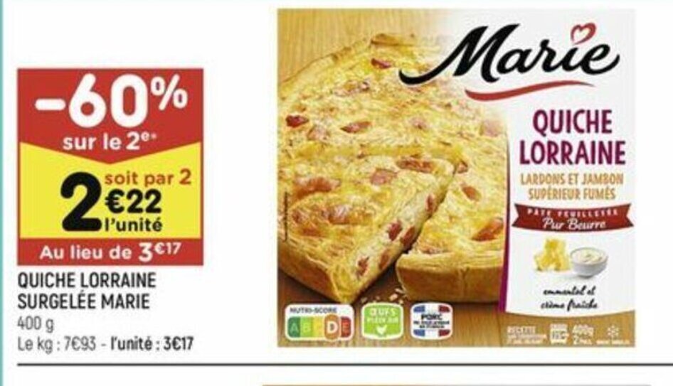 Promo QUICHE LORRAINE SURGELÉE MARIE chez Leader Price