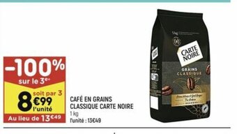 Leader Price CAFÉ EN GRAINS CLASSIQUE CARTE NOIRE offre