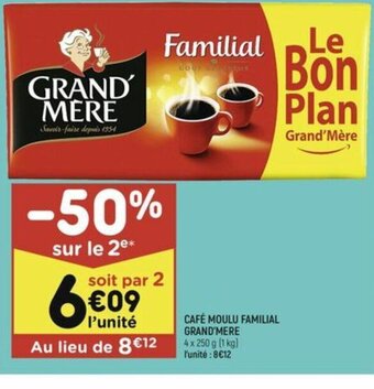 Leader Price CAFÉ MOULU FAMILIAL GRAND'MERE offre