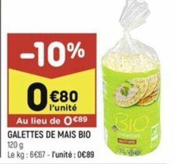 Leader Price GALETTES DE MAIS BIO offre