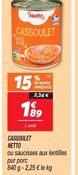 Netto CASSOULET NETTO offre