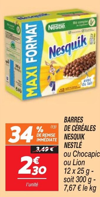Netto BARRES DE CÉRÉALES NESQUIK NESTLÉ offre