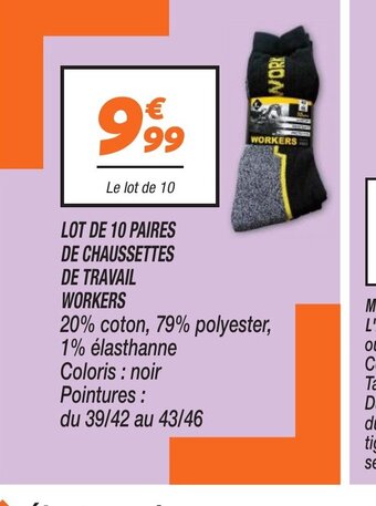Netto LOT DE 10 PAIRES DE CHAUSSETTES DE TRAVAIL offre