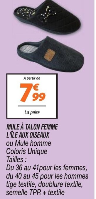 Netto MULE À TALON FEMME L'ÎLE AUX OISEAUX offre