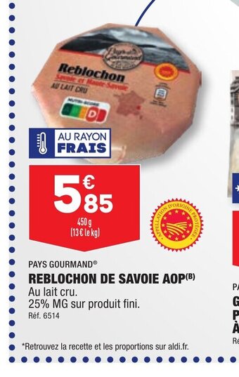 ALDI REBLOCHON DE SAVOIE AOP offre