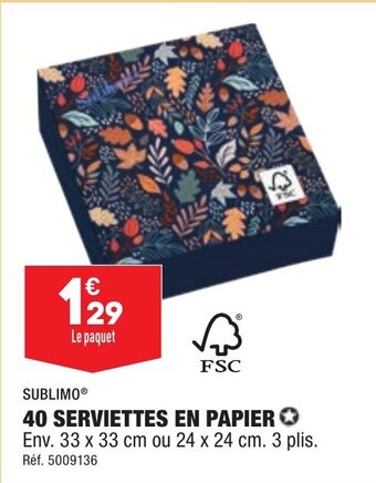 ALDI 40 SERVIETTES EN PAPIER offre