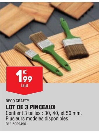 ALDI LOT DE 3 PINCEAUX offre