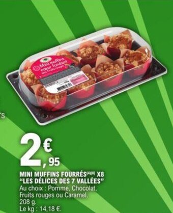 E.Leclerc MINI MUFFINS FOURRÉS(4X) X8 "LES DÉLICES DES 7 VALLÉES" offre