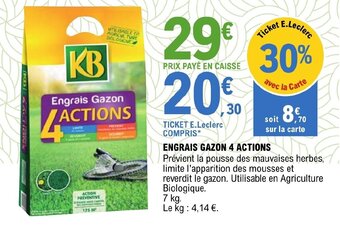 E.Leclerc ENGRAIS GAZON 4 ACTIONS offre