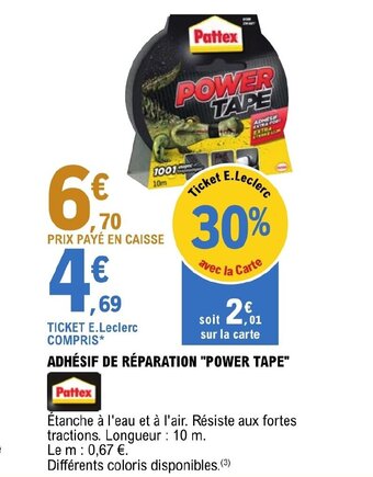 E.Leclerc ADHÉSIF DE RÉPARATION "POWER TAPE" offre