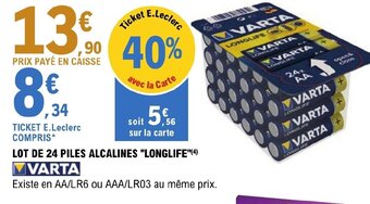 LOT DE 24 PILES ALCALINES "LONGLIFE"(4)