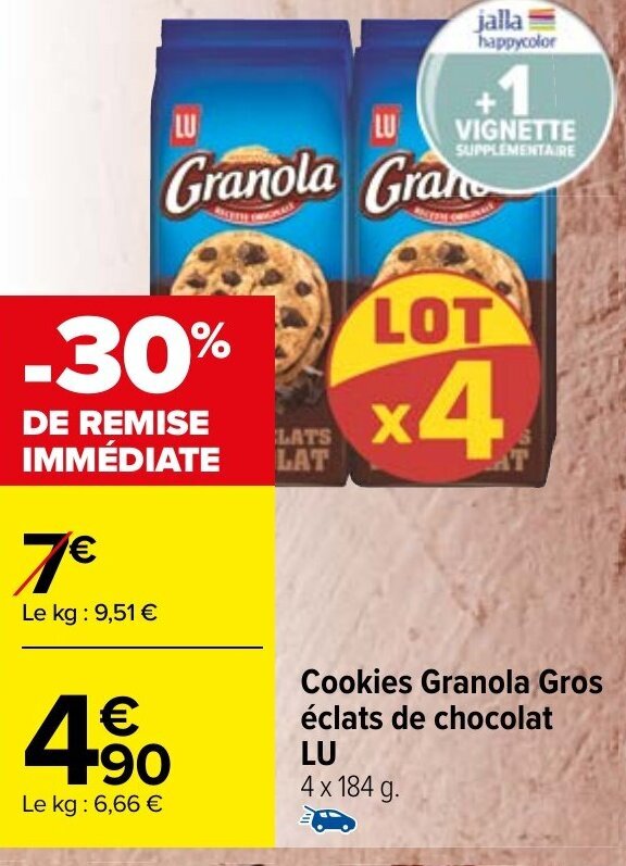 Promo Cookies Granola Gros éclats de chocolat chez Carrefour Market