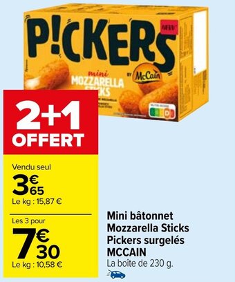 Carrefour Market Mini bâtonnet Mozzarella Sticks Pickers surgelés MCCAIN offre