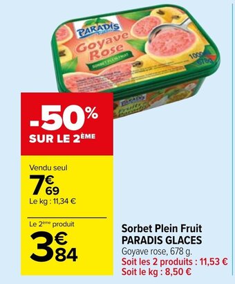 Carrefour Market Sorbet Plein Fruit PARADIS GLACES offre
