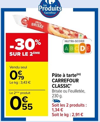 Carrefour Market Pâte à tarte(m) CARREFOUR CLASSIC' offre
