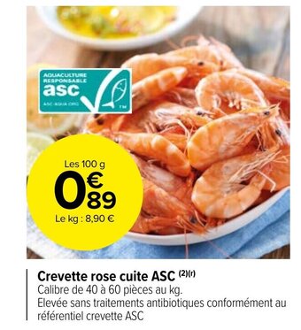 Carrefour Market Crevette rose cuite ASC (2)(r) offre
