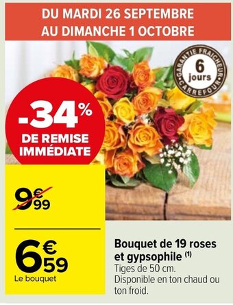 Carrefour Market Bouquet de 19 roses et gypsophile offre