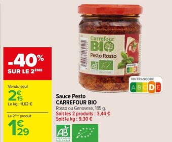 Carrefour Market Sauce Pesto CARREFOUR BIO offre
