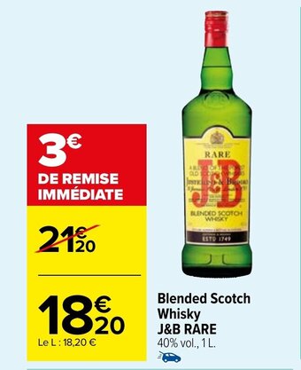 Carrefour Market Blended Scotch Whisky J&B RARE 40% vol., 1 L. offre