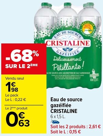 Carrefour Market Eau de source gazéifiée CRISTALINE offre