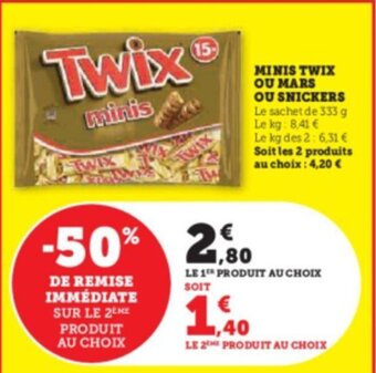 Hyper U MINIS TWIX OU MARS OU SNICKERS offre