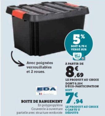 Hyper U BOITE DE RANGEMENT offre