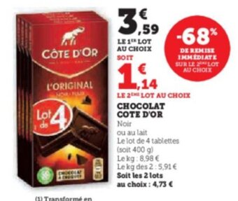 Hyper U CHOCOLAT COTE D'OR offre