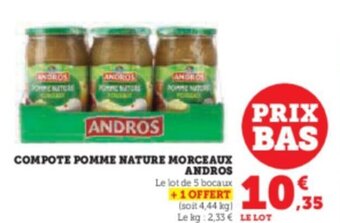 Hyper U COMPOTE POMME NATURE MORCEAUX ANDROS offre