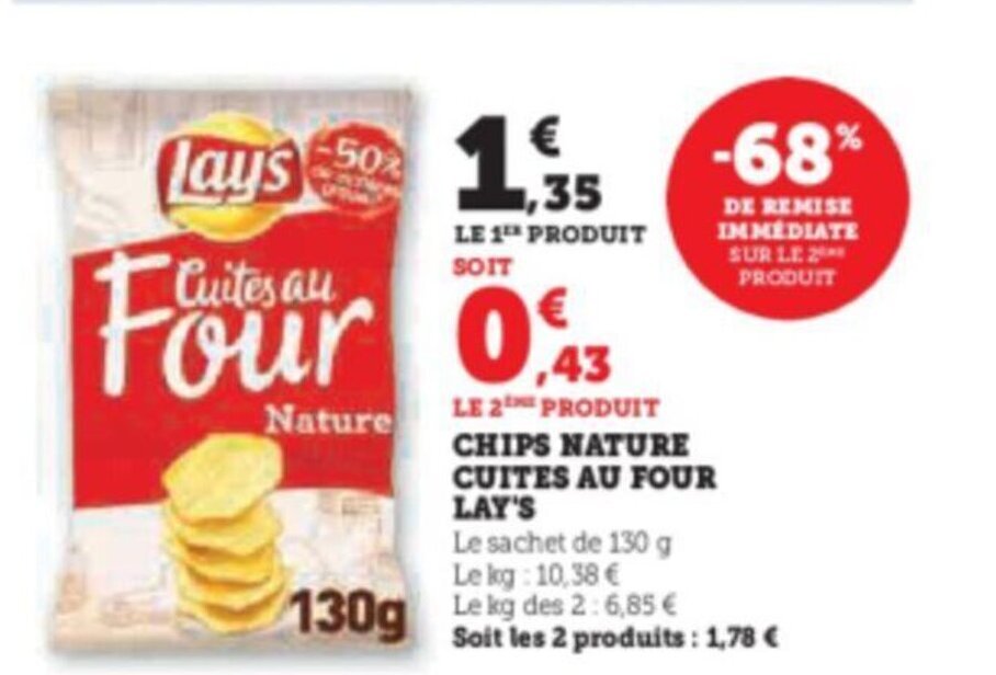 Promo CHIPS NATURE CUITES AU FOUR LAY'S chez Hyper U Promo CHIPS NATURE CUITES AU FOUR LAY'S chez Hyper U