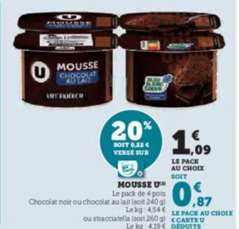 Hyper U MOUSSE MOUSSE CHOCOLAT AU LAIT offre