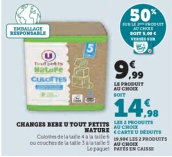Hyper U CHANGES BEBE U TOUT PETITS NATURE offre