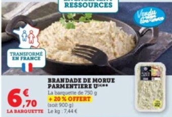 Hyper U BRANDADE DE MORUE PARMENTIERE U offre
