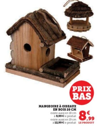 Hyper U MANGEOIRE À OISEAUX EN BOIS 20 CM offre
