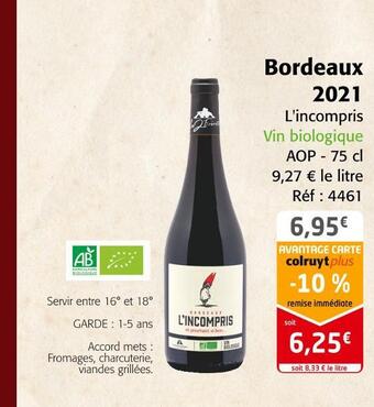 Colruyt L'incompris bordeaux 2021 offre