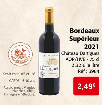 Colruyt Château dartigues bordeaux supérieur 2021 offre