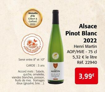 Colruyt Alsace pinot blanc 2022 offre