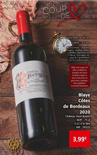 Colruyt Château haut boilon blaye côtes de bordeaux 2020 offre