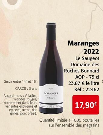 Colruyt Domaine des roches bonnard maranges 2022 offre