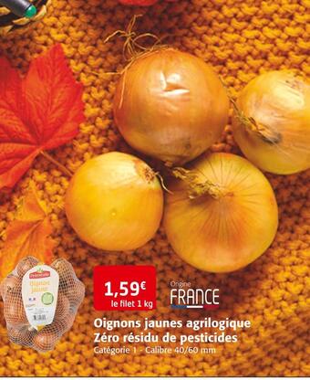 Colruyt Priméale oignons jaunes agrilogique zéro résidu de pesticides offre