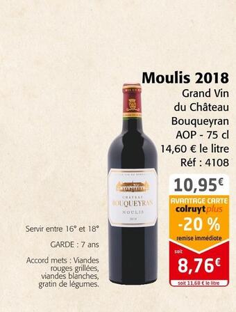 Colruyt Château bouqueyran moulis 2018 offre