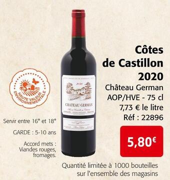 Colruyt Château german côtes de castillon 2020 offre