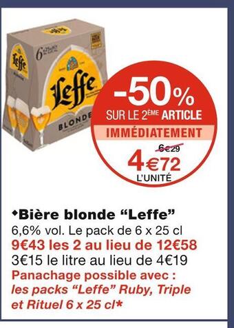 Monoprix Leffe bière blonde offre