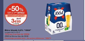 Monoprix 1664 bière blonde 0,0% offre
