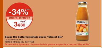 Monoprix Marcel bio soupe bio butternut patate douce offre