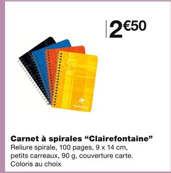 Monoprix Clairefontaine carnet à spirales offre