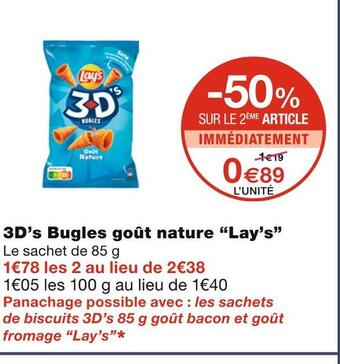 Monoprix Lay’s 3d’s bugles goût nature offre